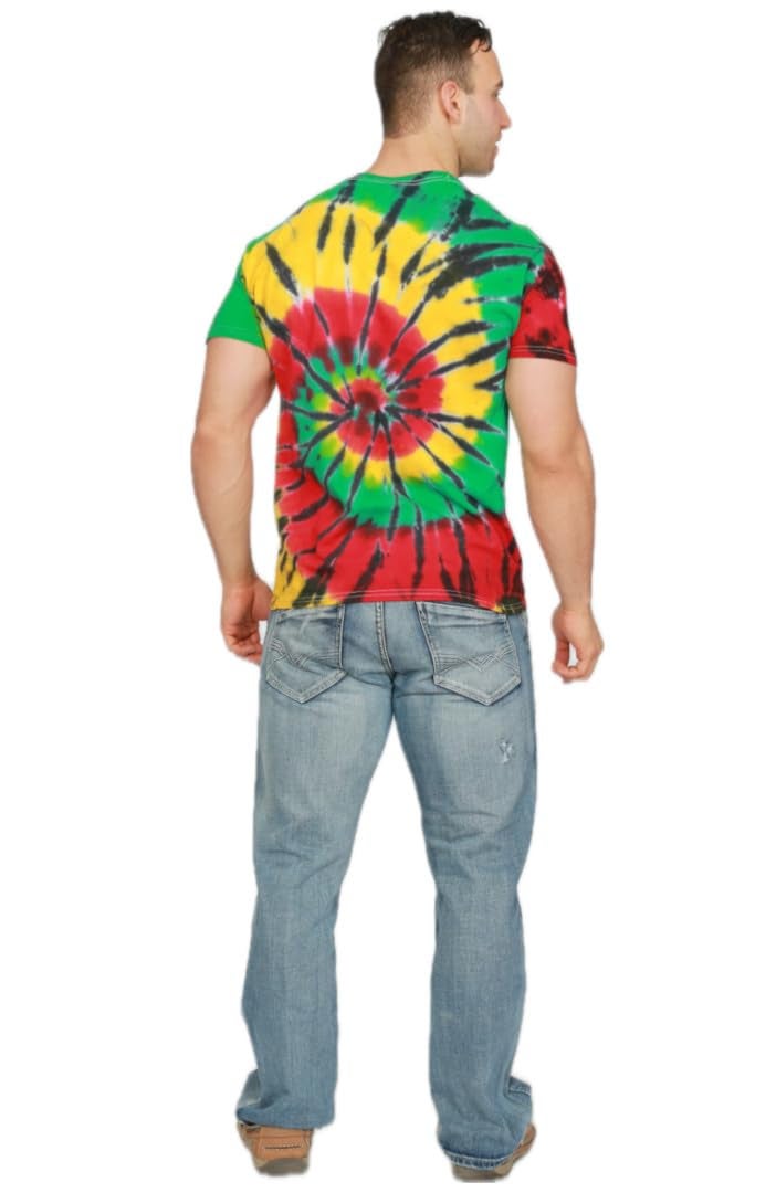 Colortone 100% Cotton Tie Dye T-Shirt for Women and Men, Large, Rasta Web - Image 3
